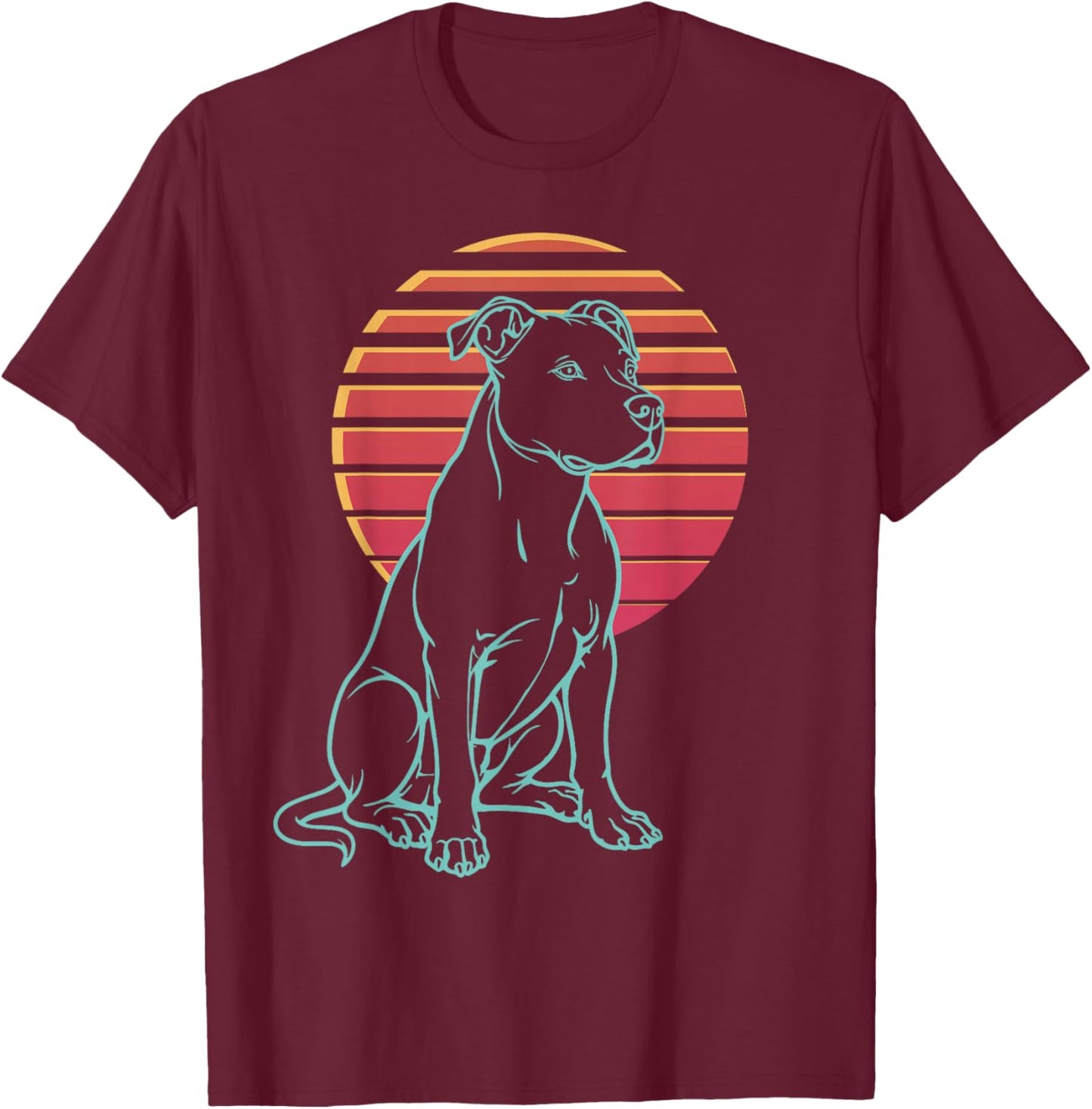 Pitbull Lover Dog Owner Retro Synthwave 80s T-Shirt - T-Shirt | Maroon
