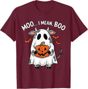 Ghost Cow Moo I Mean Boo Halloween Funny Highlands Cow Lover T-Shirt - T-Shirt | Maroon