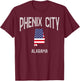 Phenix City Alabama AL Throwback Vintage USA Flag T-Shirt - T-Shirt | Maroon