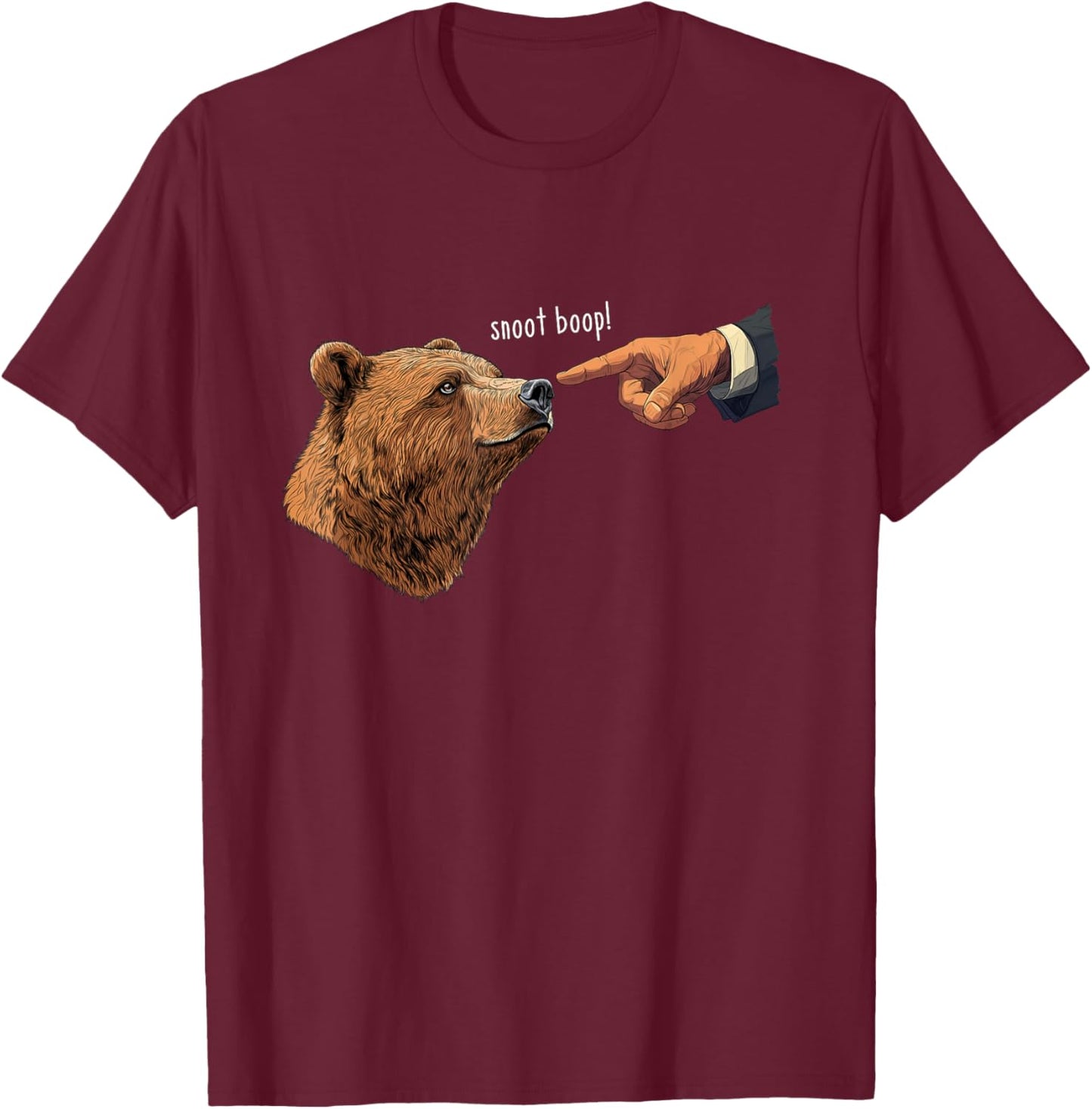 Snoot Boop Bear Funny and Kids T-Shirt - T-Shirt | Maroon
