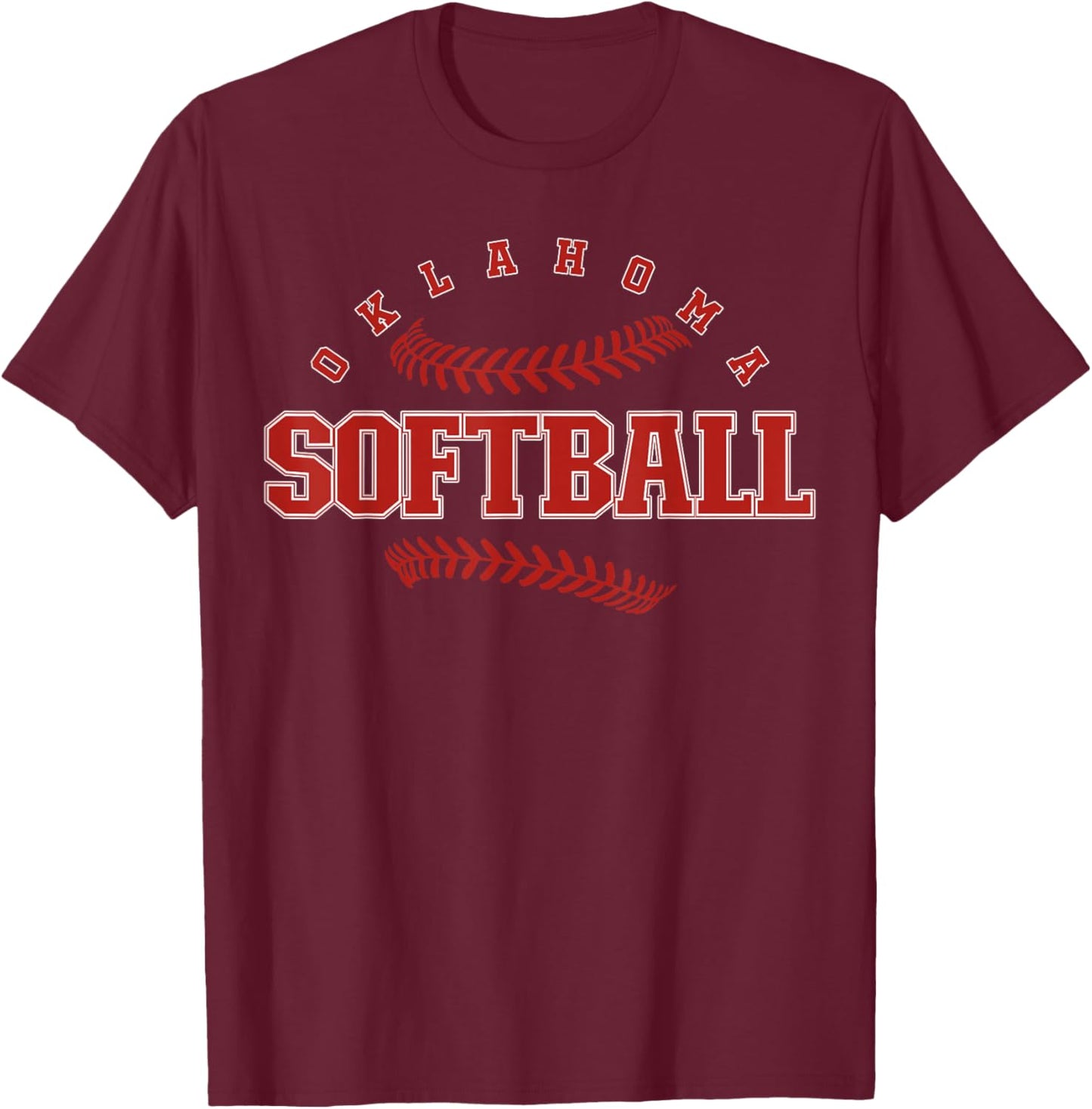 Oklahoma Softball Vintage Kids Team Retro Softball Fan T-Shirt - T-Shirt | Maroon
