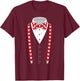 Valentines Day Suspenders Bow Tie Suit Costume Men Boys Kids T-Shirt - T-Shirt | Maroon