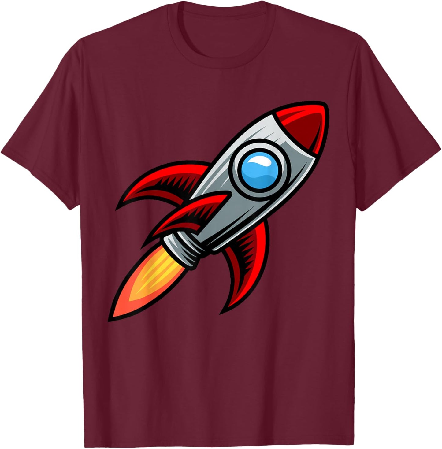 Cartoon Rocket Space Ship T-Shirt - T-Shirt | Maroon