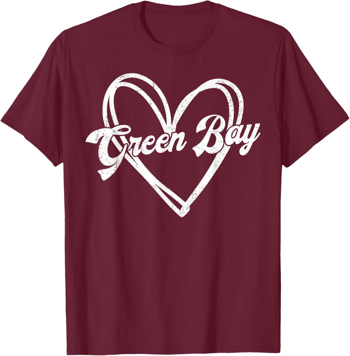 Green Bay Heart Women Girl Kid T-Shirt - T-Shirt | Maroon