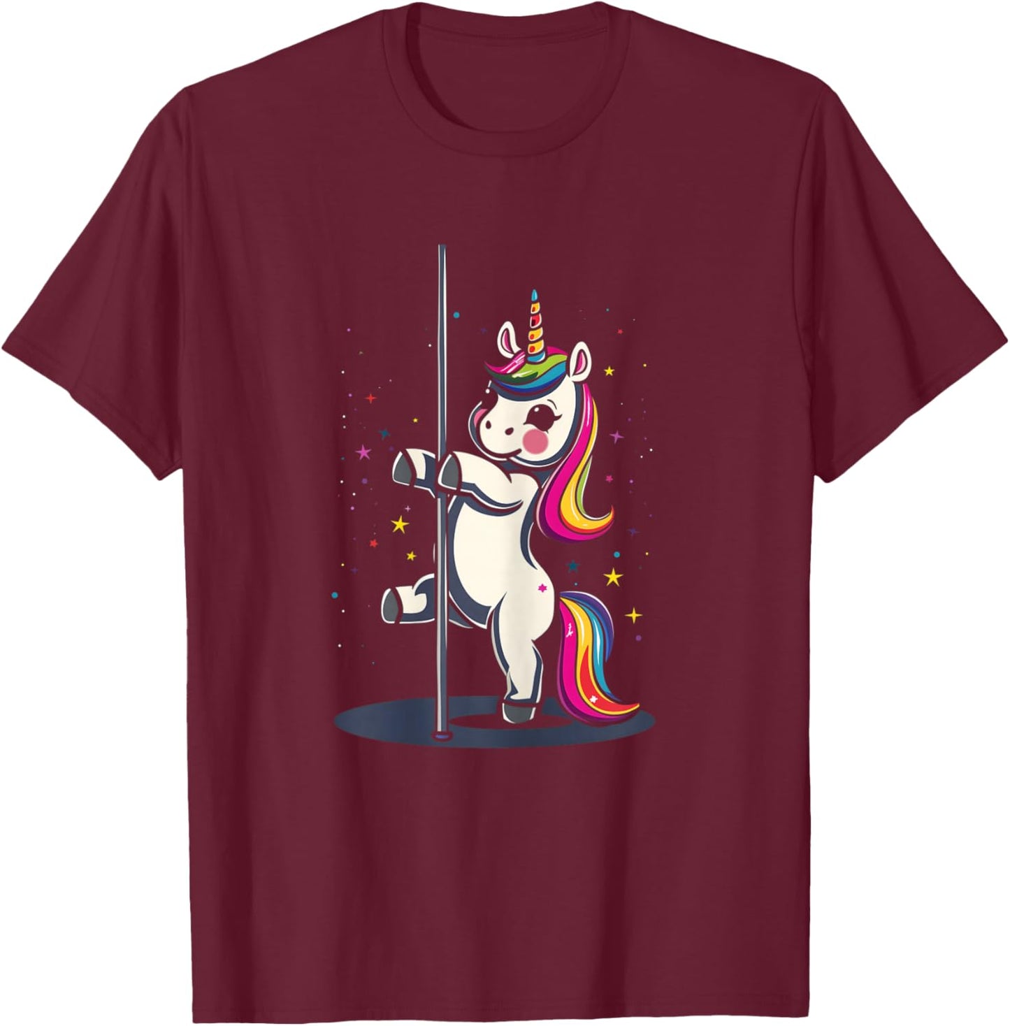 Pole Dance Dancing Unicorn Exotic Dancer Cute T-Shirt - T-Shirt | Maroon
