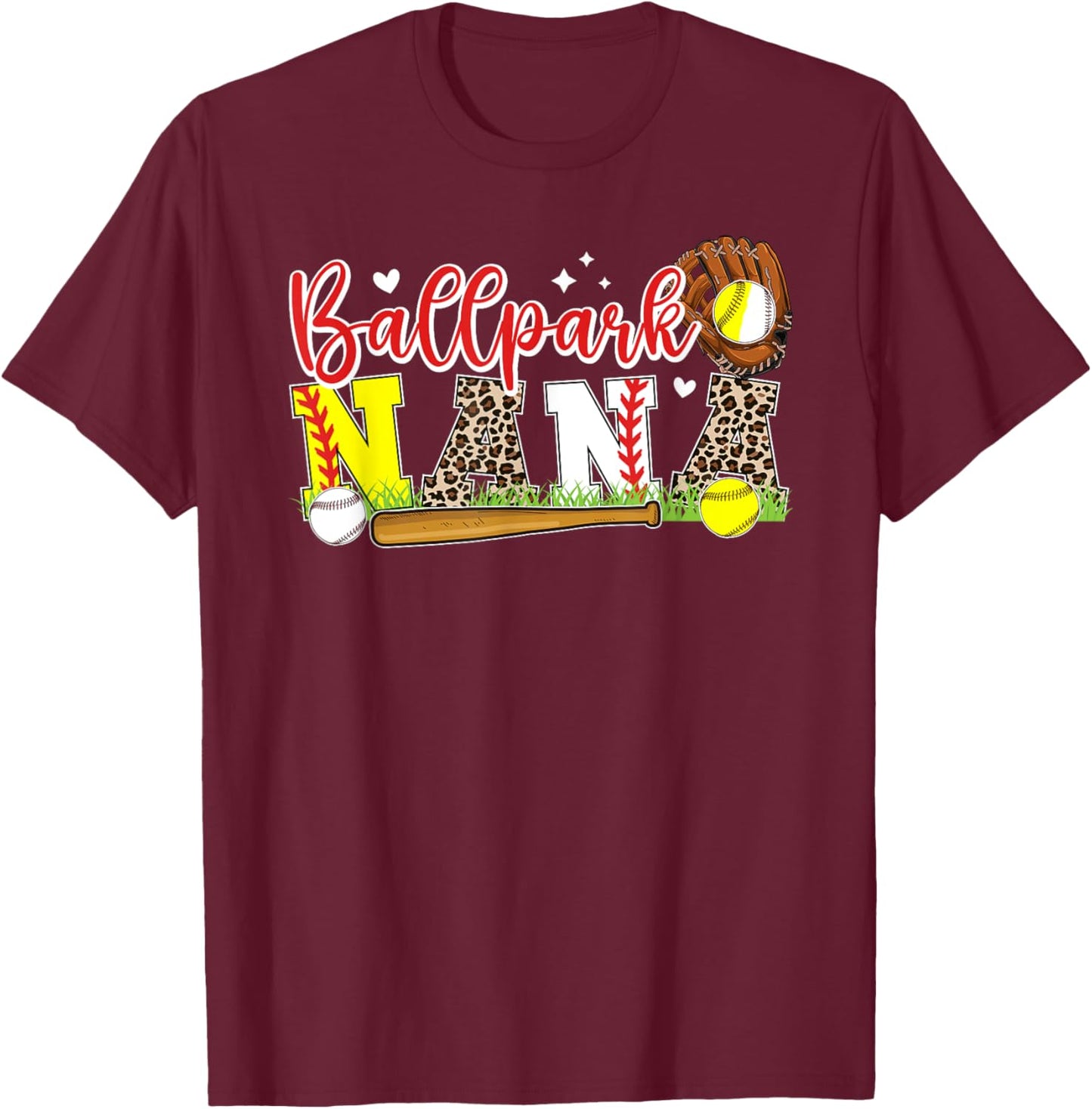 Ballpark Nana Softball Baseball Nana Of Ballers T-Shirt - T-Shirt | Maroon