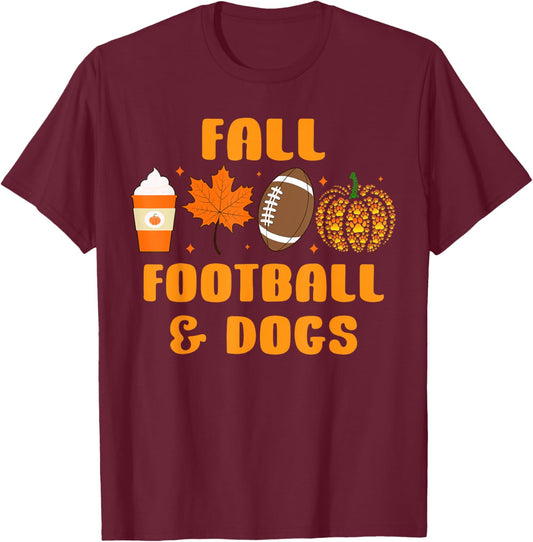 Fall Football and Dogs Shirt,Game Day Fall Football Dog Mom T-Shirt - T-Shirt | Maroon