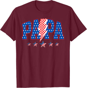Papa Father's Day American Flag 4th of July Family Matching T-Shirt - T-Shirt | Maroon