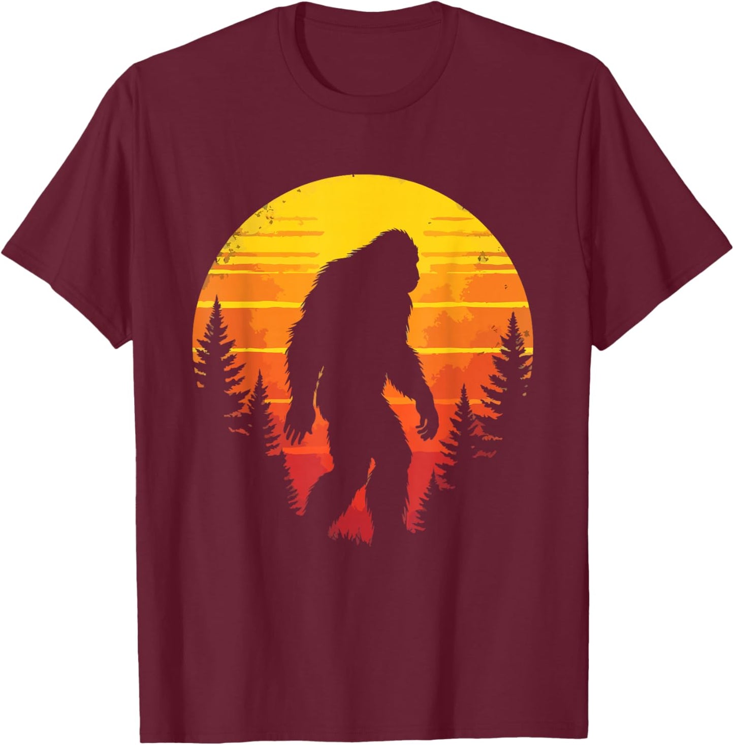 Bigfoot Cryptid & Retro Sasquatch T-Shirt - T-Shirt | Maroon