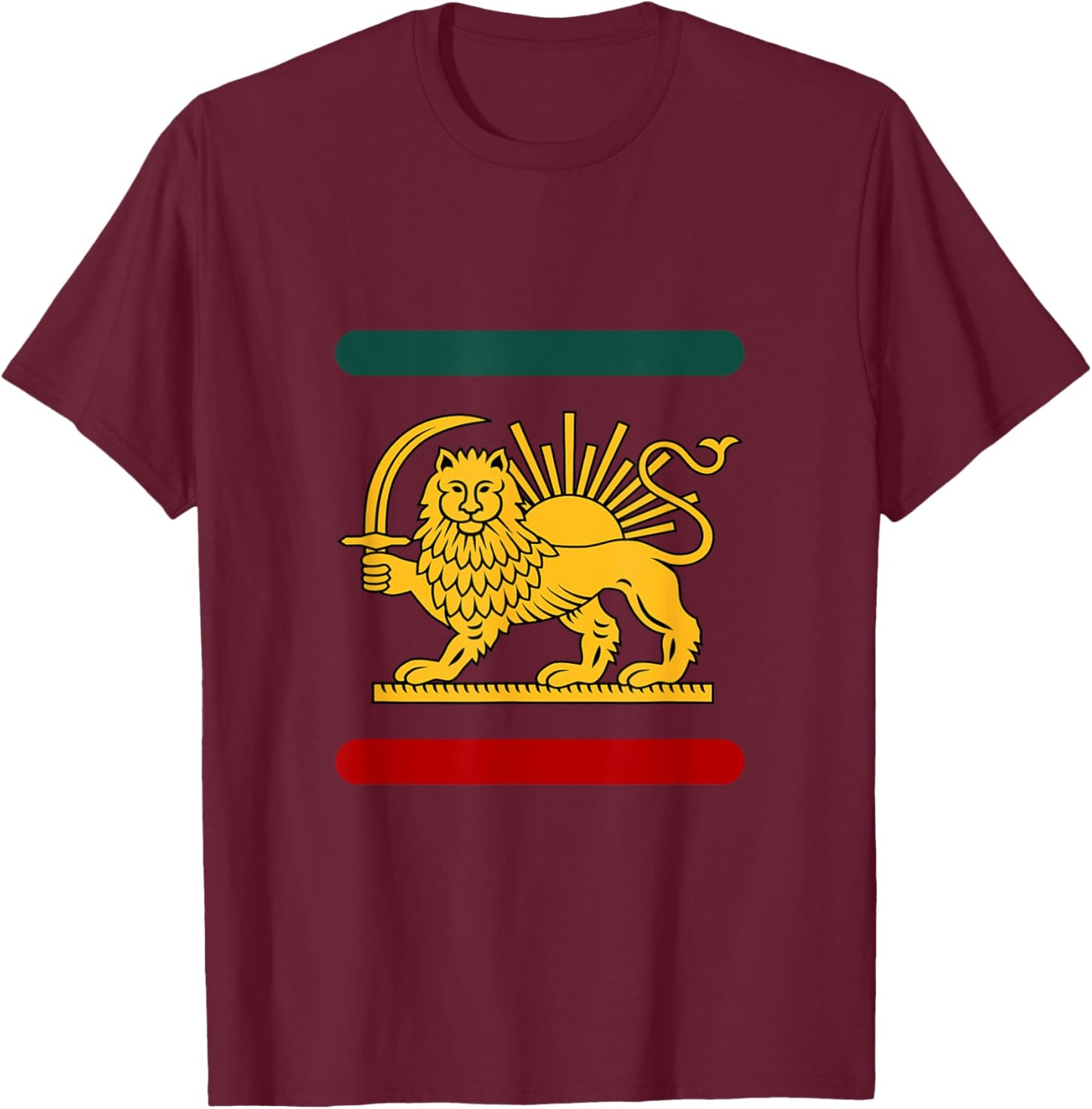 Lion and Sun Iran Flag Shir o Khorshid Revolution Pahlvi T-Shirt - T-Shirt | Maroon