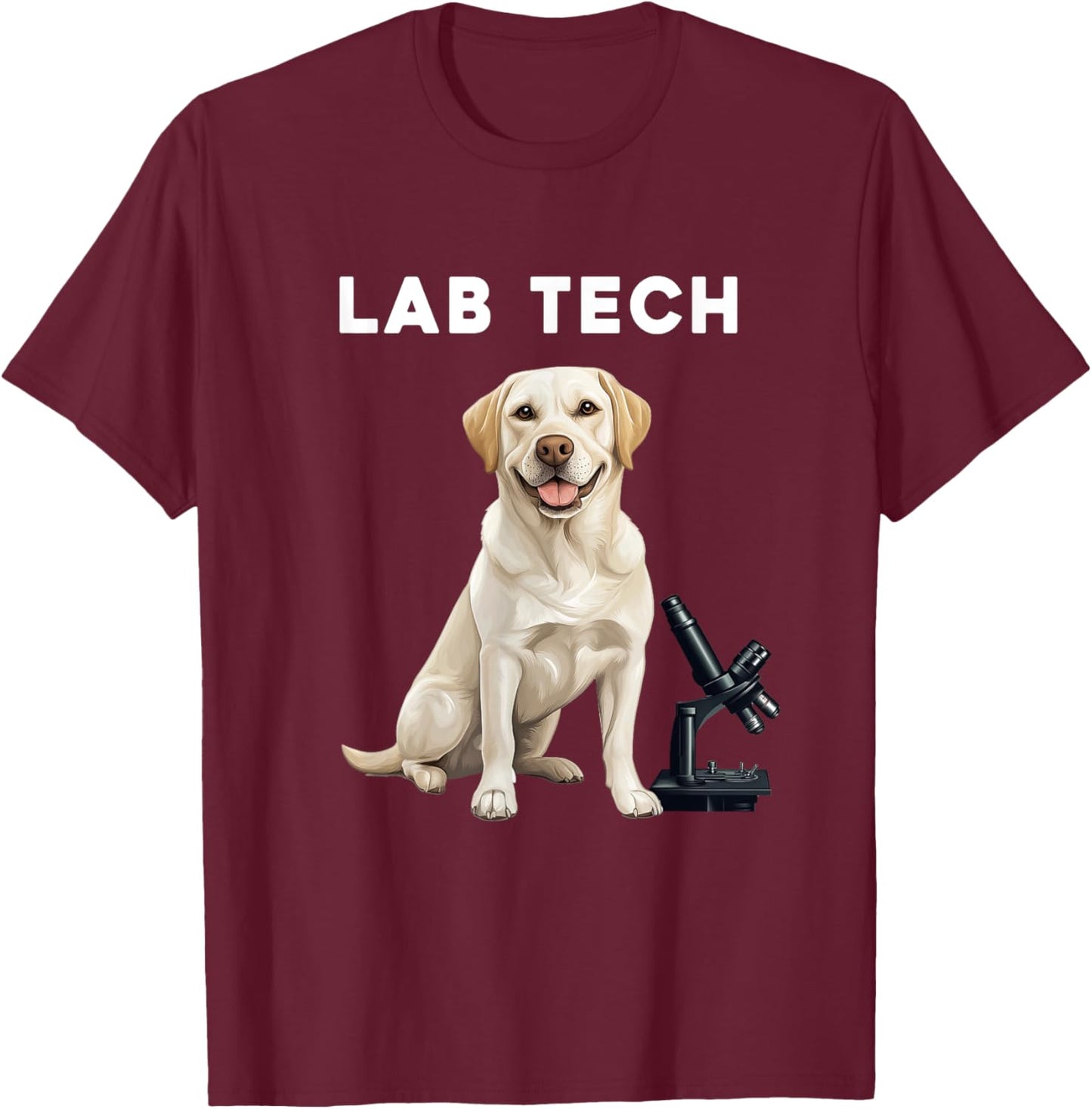 Funny Lab Tech Design featuring a Labrador Dog for Scientist T-Shirt - T-Shirt | Maroon