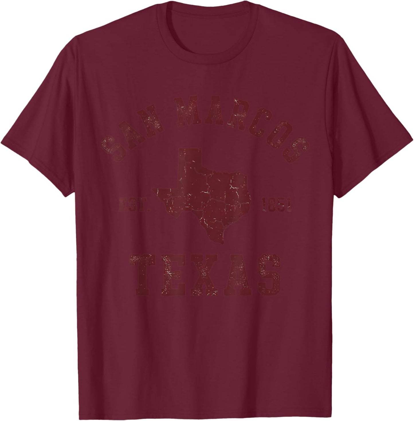 San Marcos Texas Est. 1851 Vintage T-Shirt - T-Shirt | Maroon