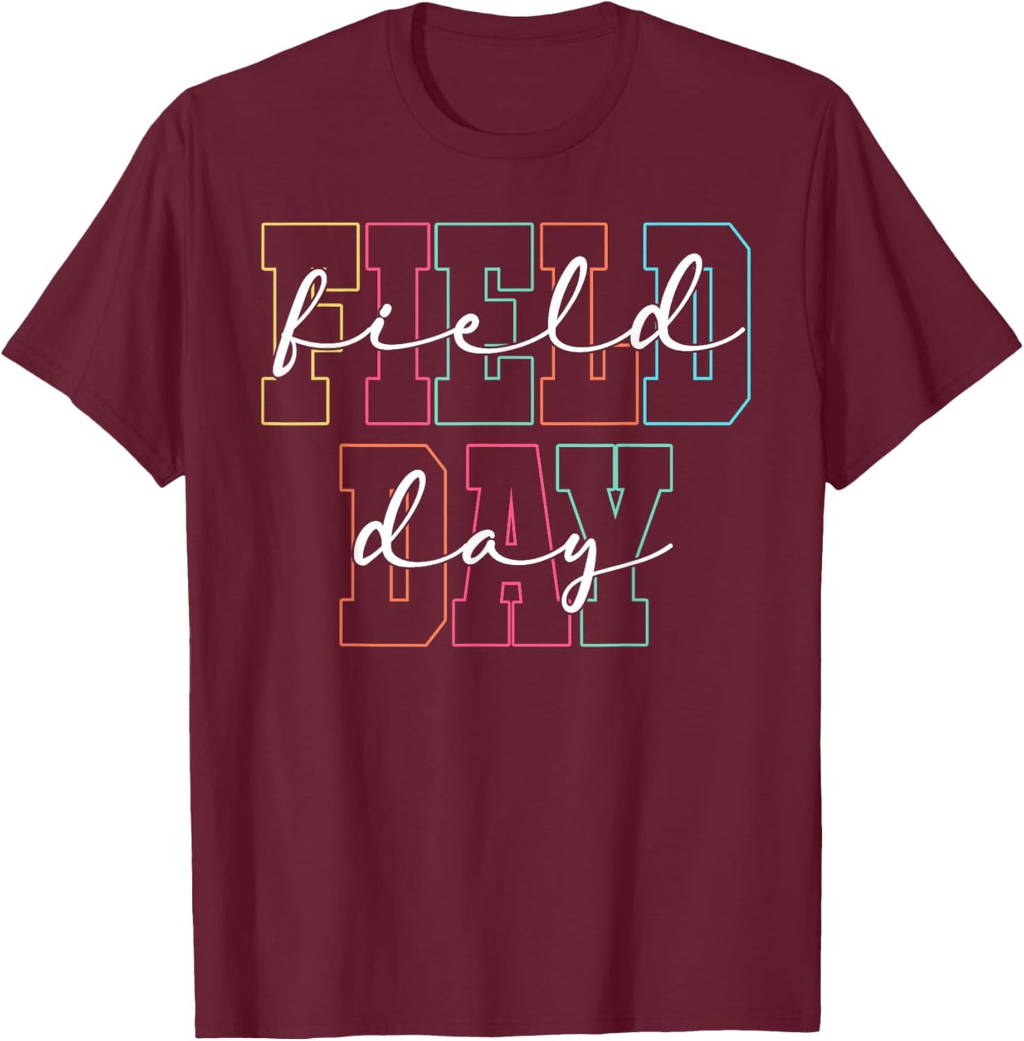 Happy Field Day Group Matching Teacher Boy Girl Kid T-Shirt - T-Shirt | Maroon