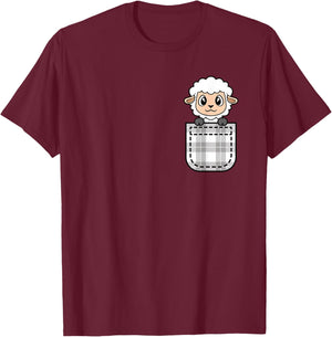Funny Sheep Pocket Sheep Lover Men Women Kids T-Shirt - T-Shirt | Maroon
