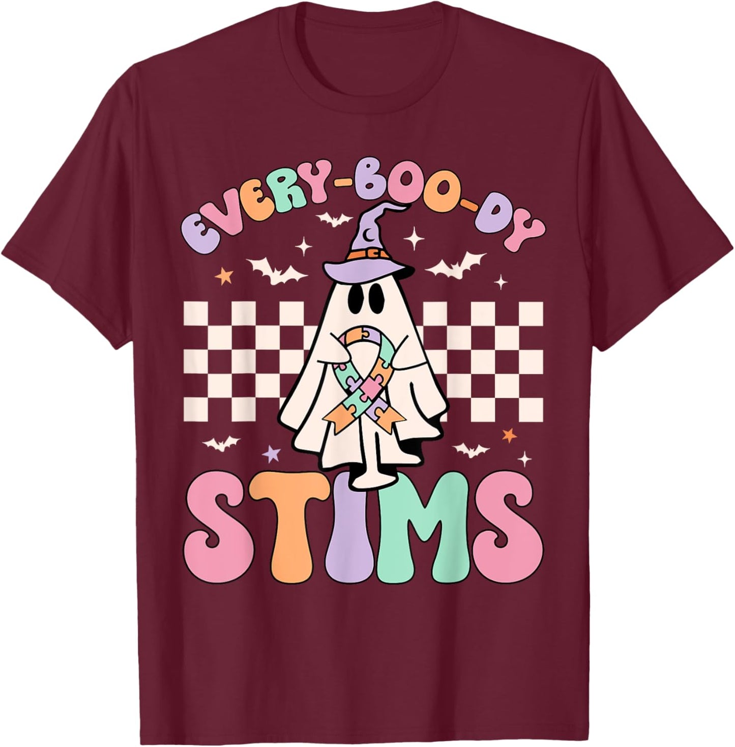 Sped Teacher Halloween Everybody Stims Special Education ABA T-Shirt - T-Shirt | Maroon