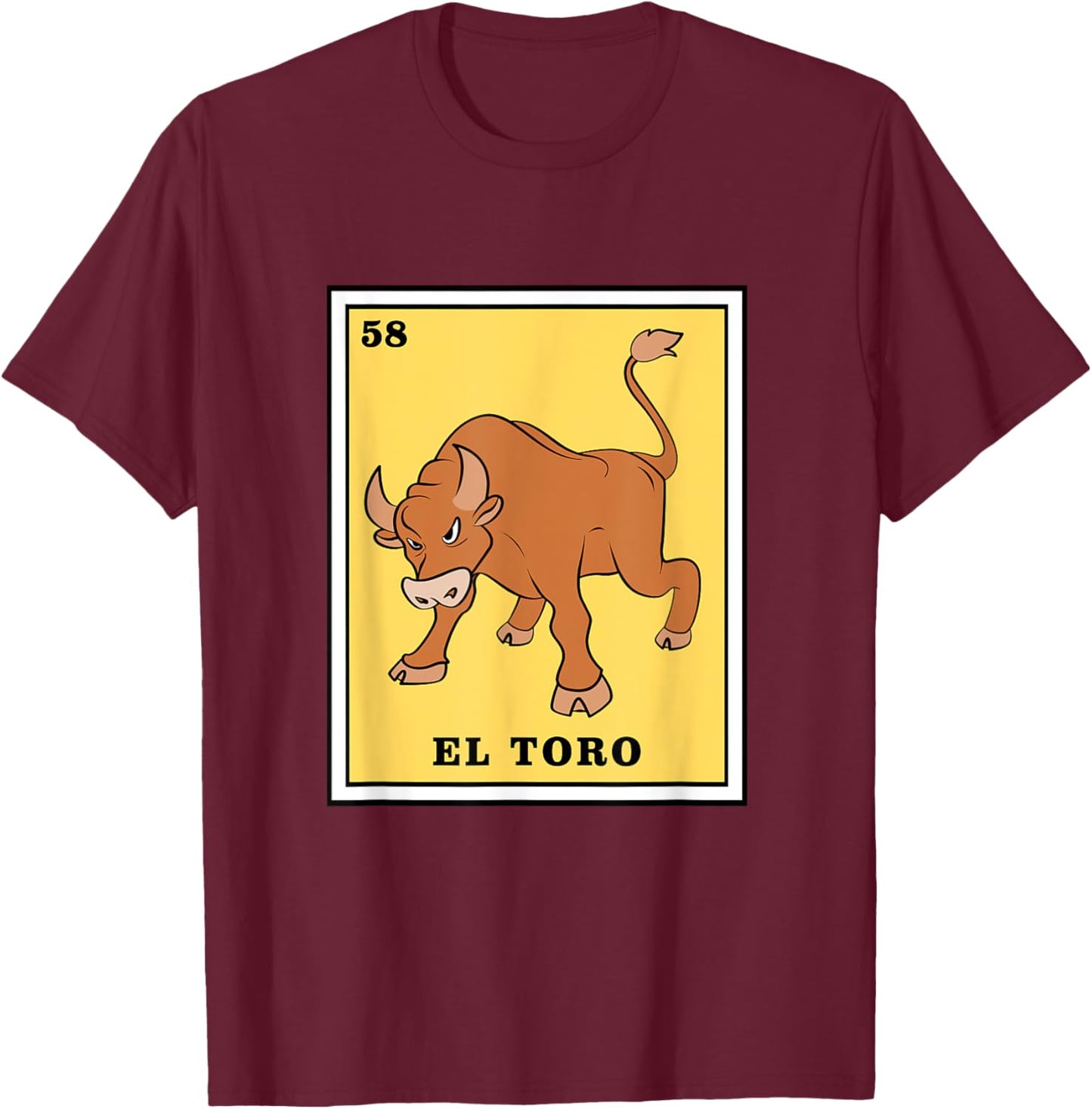 Funny Game El Toro Mexican Lottery Card T-Shirt - T-Shirt | Maroon