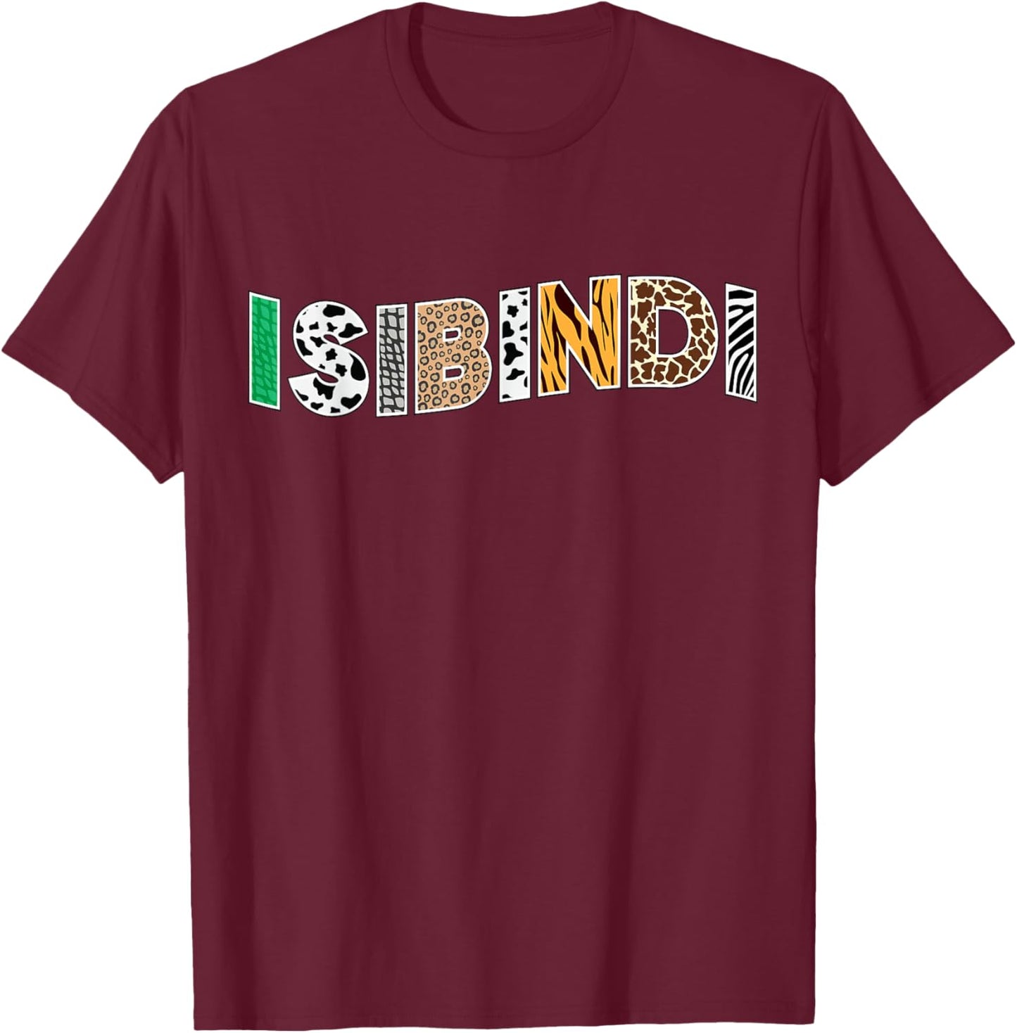 Isibindi Courage Wavy Animal Skin Print Design for School T-Shirt - T-Shirt | Maroon