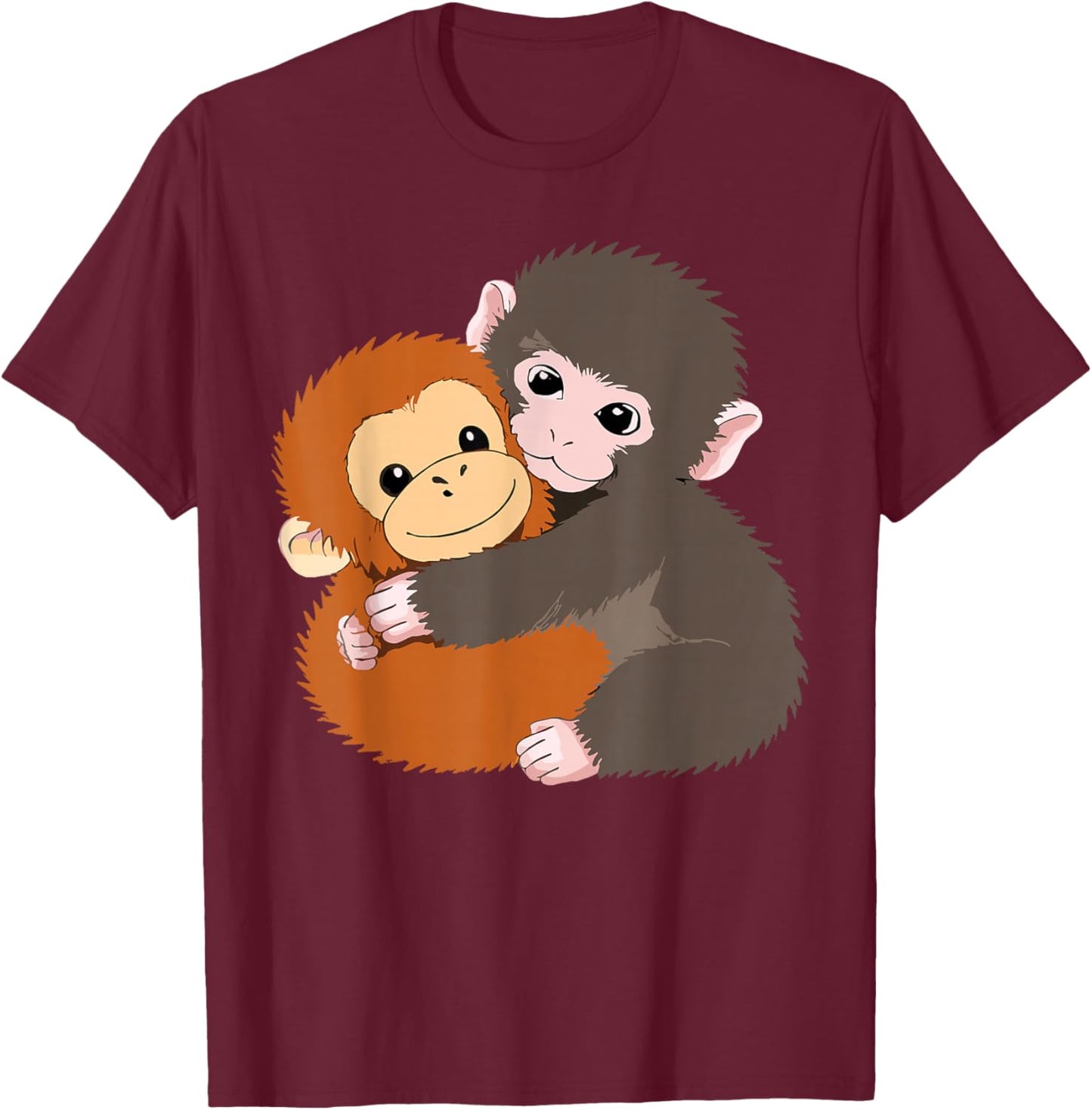 Monkey Punch Baby Cute Graphic T-Shirt - T-Shirt | Maroon