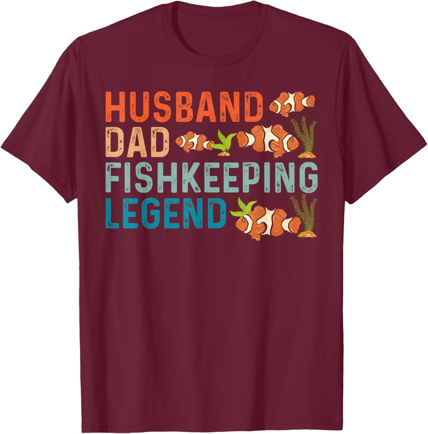 Saltwater Aquarium dad,father, Husband Dad Fishkeeping T-Shirt - T-Shirt | Maroon