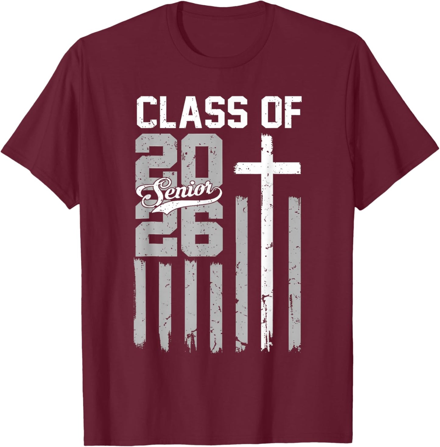 Senior Class of 2026 Christian American Flag 2026 Graduation T-Shirt - T-Shirt | Maroon