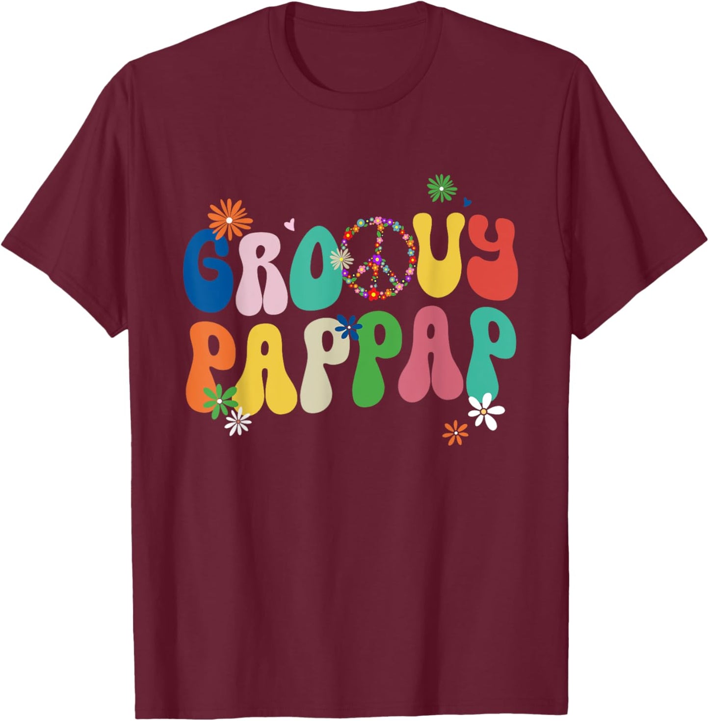 Retro Groovy Pap Pap Gifts For Father's Day Dad Grandpa Men T-Shirt - T-Shirt | Maroon