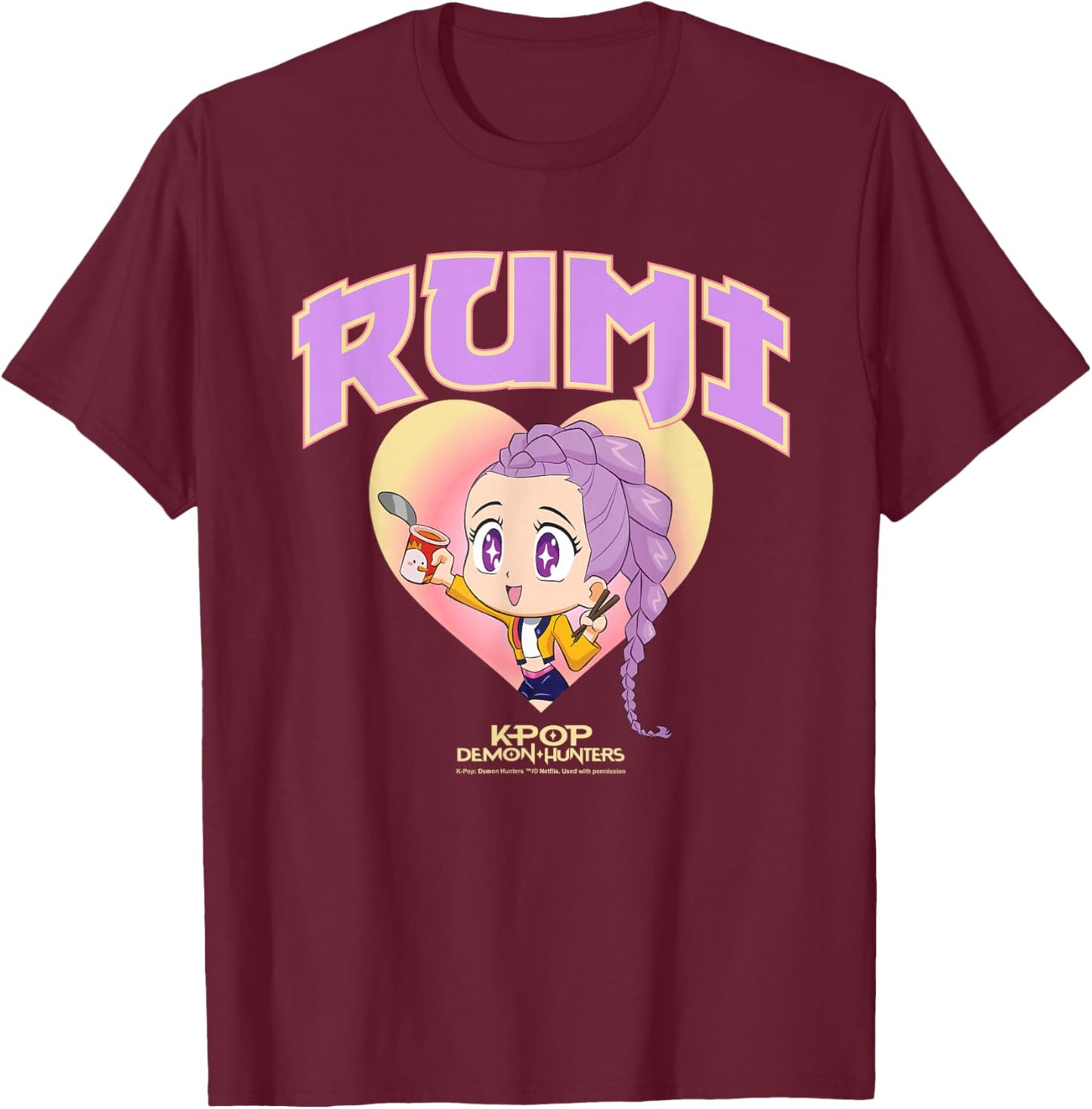 Kpop Demon Hunters Rumi Collegic Officially Licensed T-Shirt - T-Shirt | Maroon