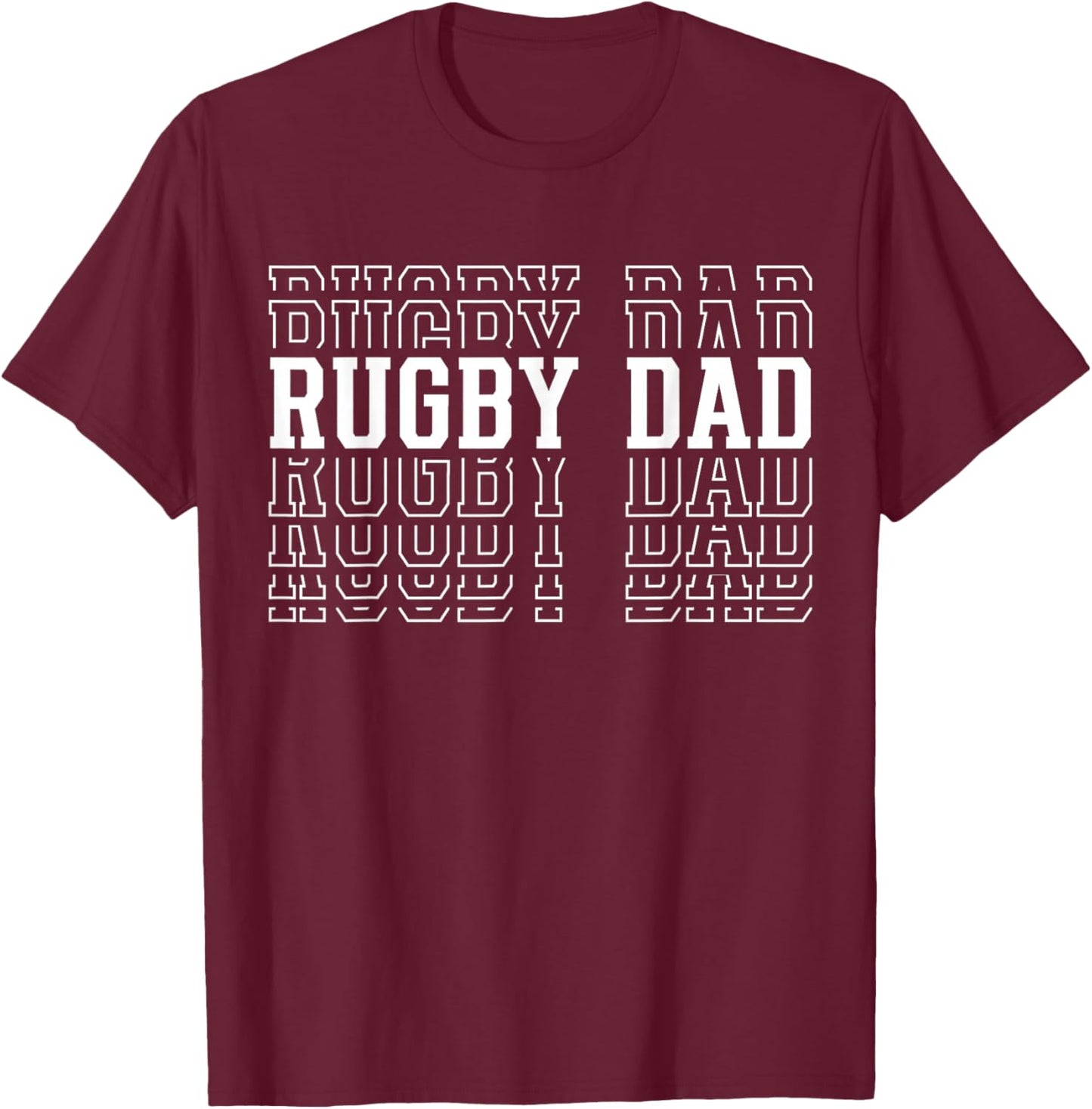 Rugby Dad Funny Layered Text Father Coach Player T-Shirt - T-Shirt | Maroon
