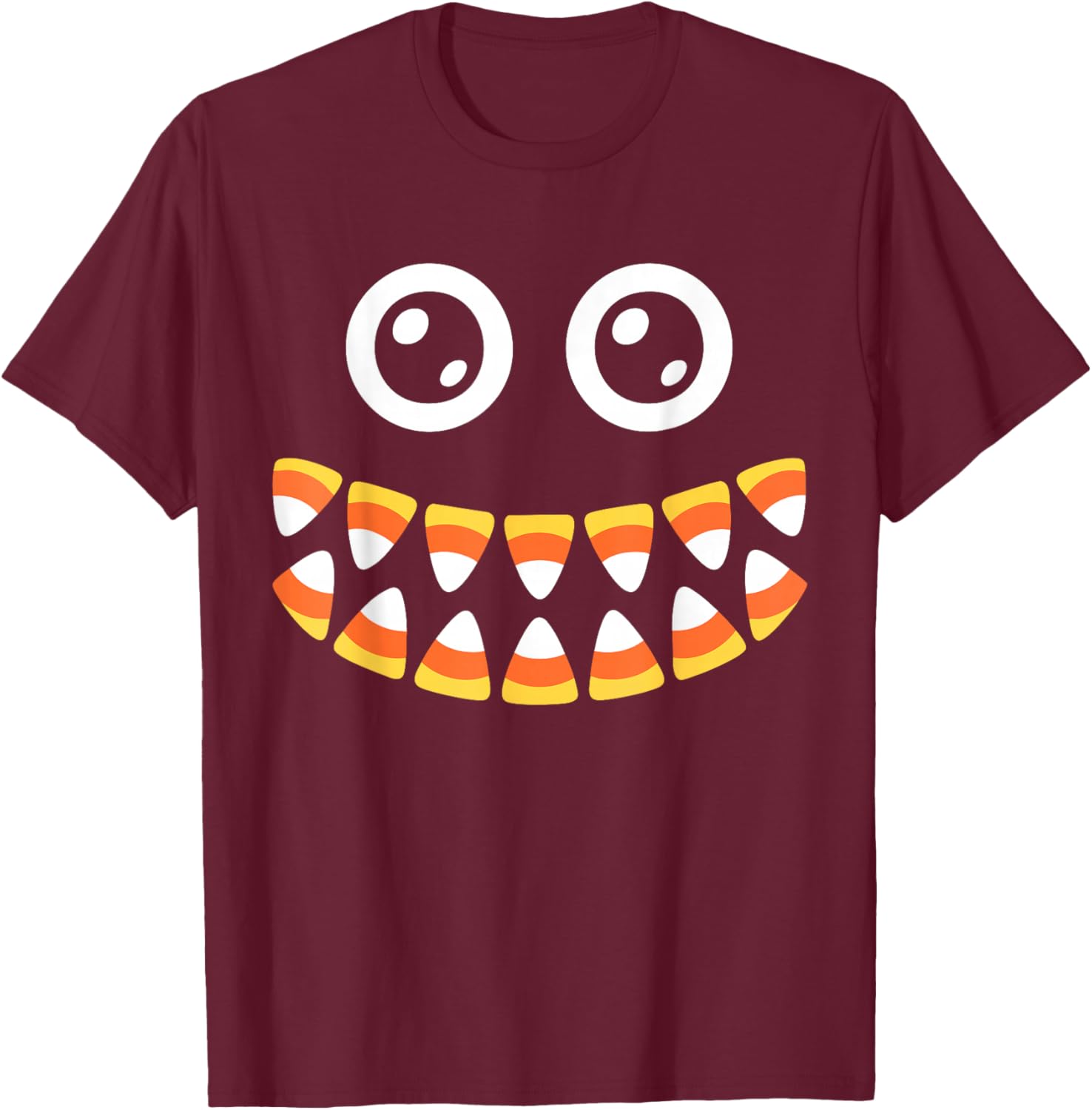Candy Corn Face Shirt Adult Men Women Kids Halloween Costume T-Shirt - T-Shirt | Maroon