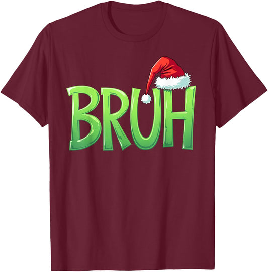 Bruh Christmas Kids Teens Boys Funny Christmas humor Meme T-Shirt - T-Shirt | Maroon