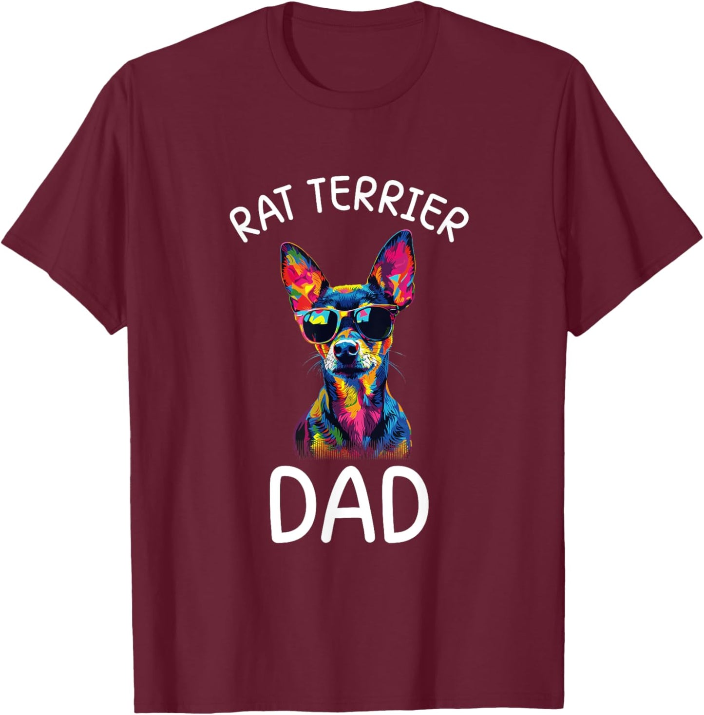 Rat Terrier Dad Pop Art Design Rat Terrier Lovers T-Shirt - T-Shirt | Maroon