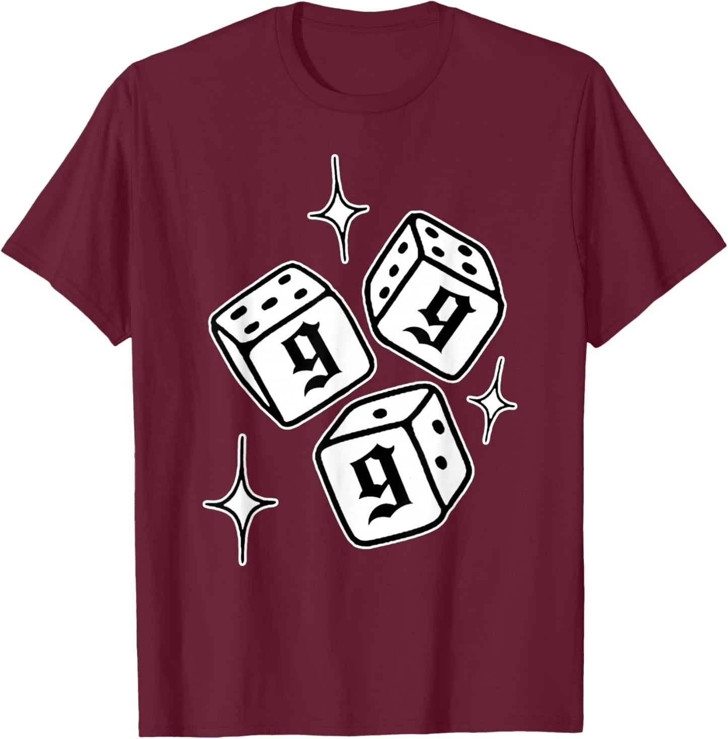 999 Angel Number Dice Stars Manifestation T-Shirt - T-Shirt | Maroon