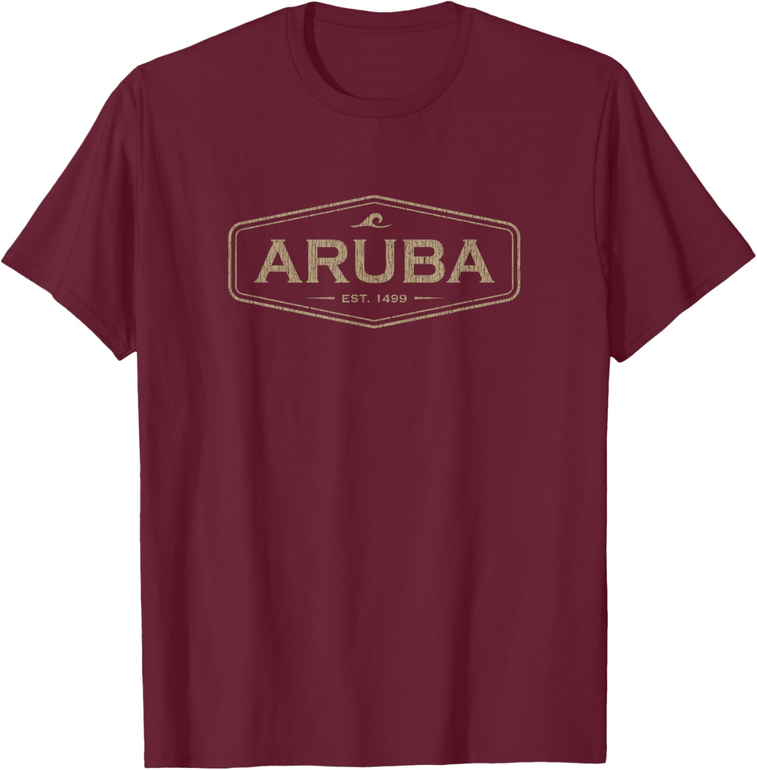 Aruba Est 1499 Throwback Souvenir Vintage T-Shirt - T-Shirt | Maroon