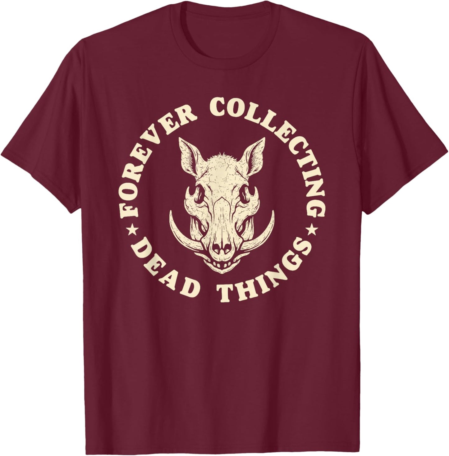 Taxidermist Life Feral Boar Skull Taxidermy Crew T-Shirt - T-Shirt | Maroon