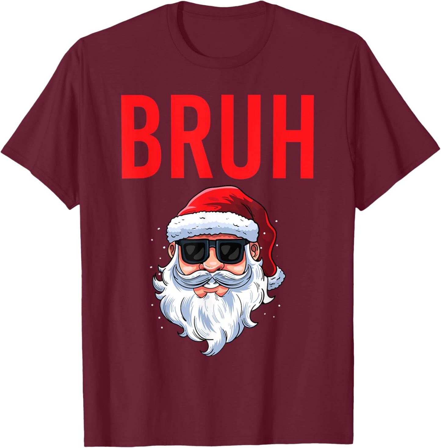 Merry Christmas Bruh Meme Funny Saying for Brother Boys Men T-Shirt - T-Shirt | Maroon