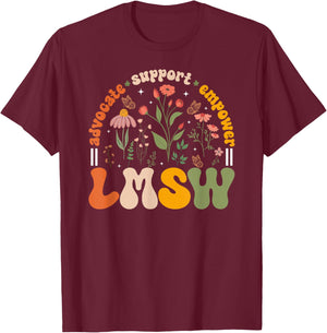 LMSW Groovy Licensed Master Social Worker LMSW Social Worker T-Shirt - T-Shirt | Maroon