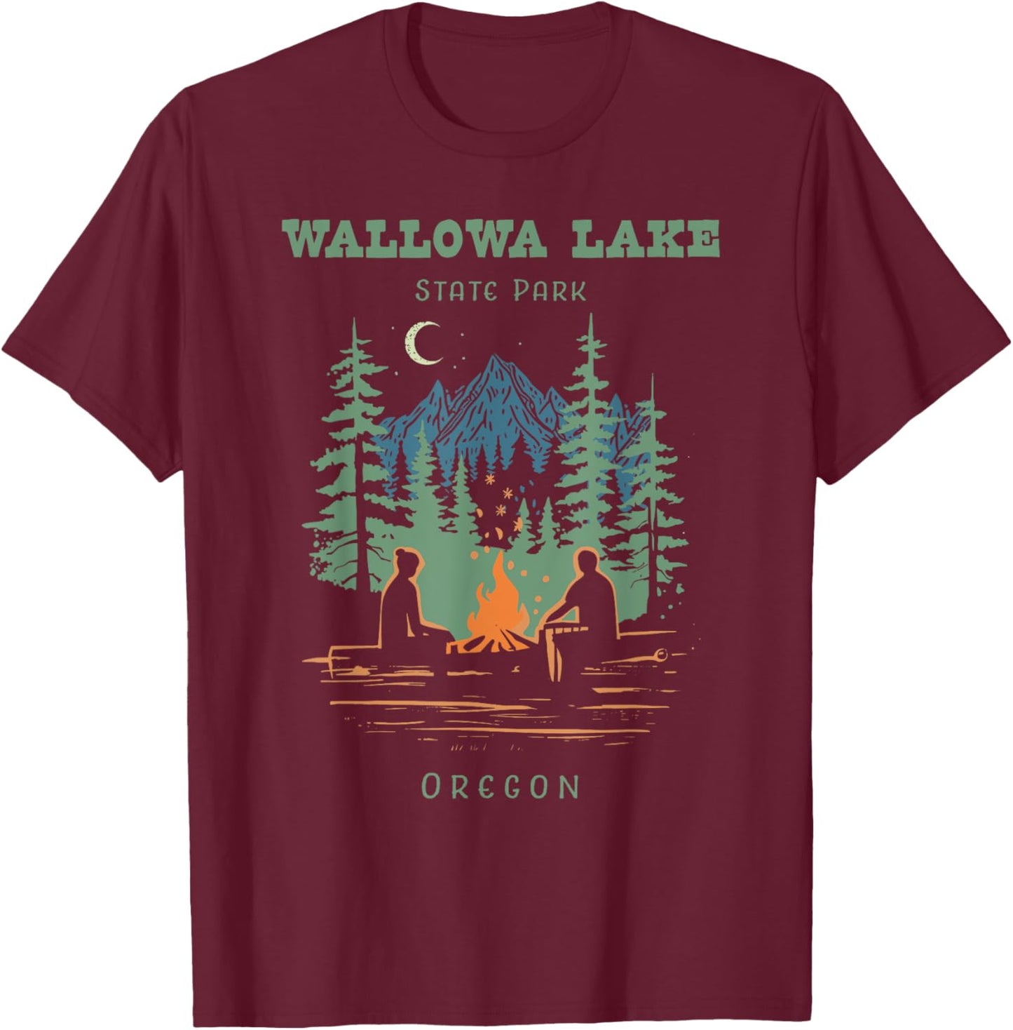 Wallowa Lake State Park Oregon Retro Vintage T-Shirt - T-Shirt | Maroon