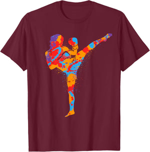 Muay Thai Martial Arts Colorful Kickboxer Girls Kickboxing T-Shirt - T-Shirt | Maroon