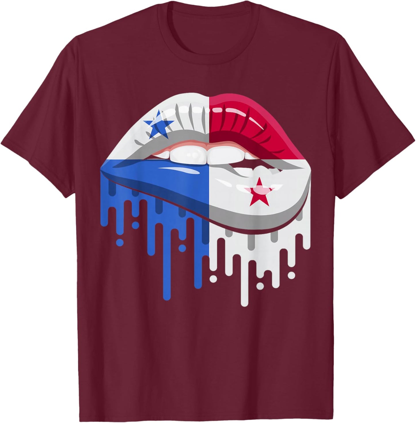 Panamanian National Flag Women Lips Panama Pride Heritage T-Shirt - T-Shirt | Maroon