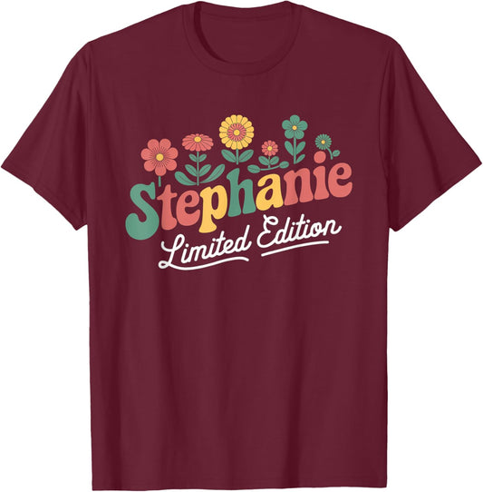 Stephanie Limited Edition Vintage Custom Name Wife Grandma T-Shirt - T-Shirt | Maroon