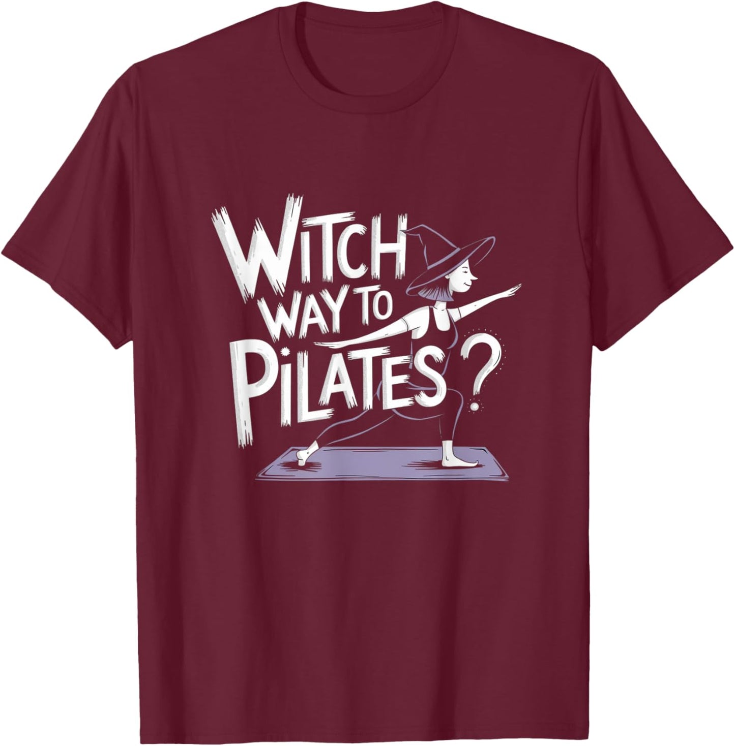 Witch Way to Pilates Funny Halloween Pilates Yoga Reformer T-Shirt - T-Shirt | Maroon