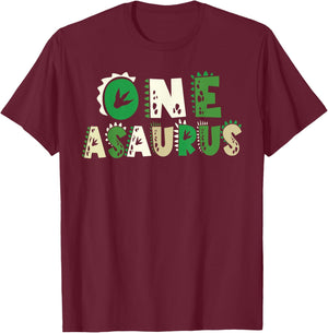 1st Birthday Dinosaur Oneasaurus Cute First Birthday Kids T-Shirt - T-Shirt | Maroon