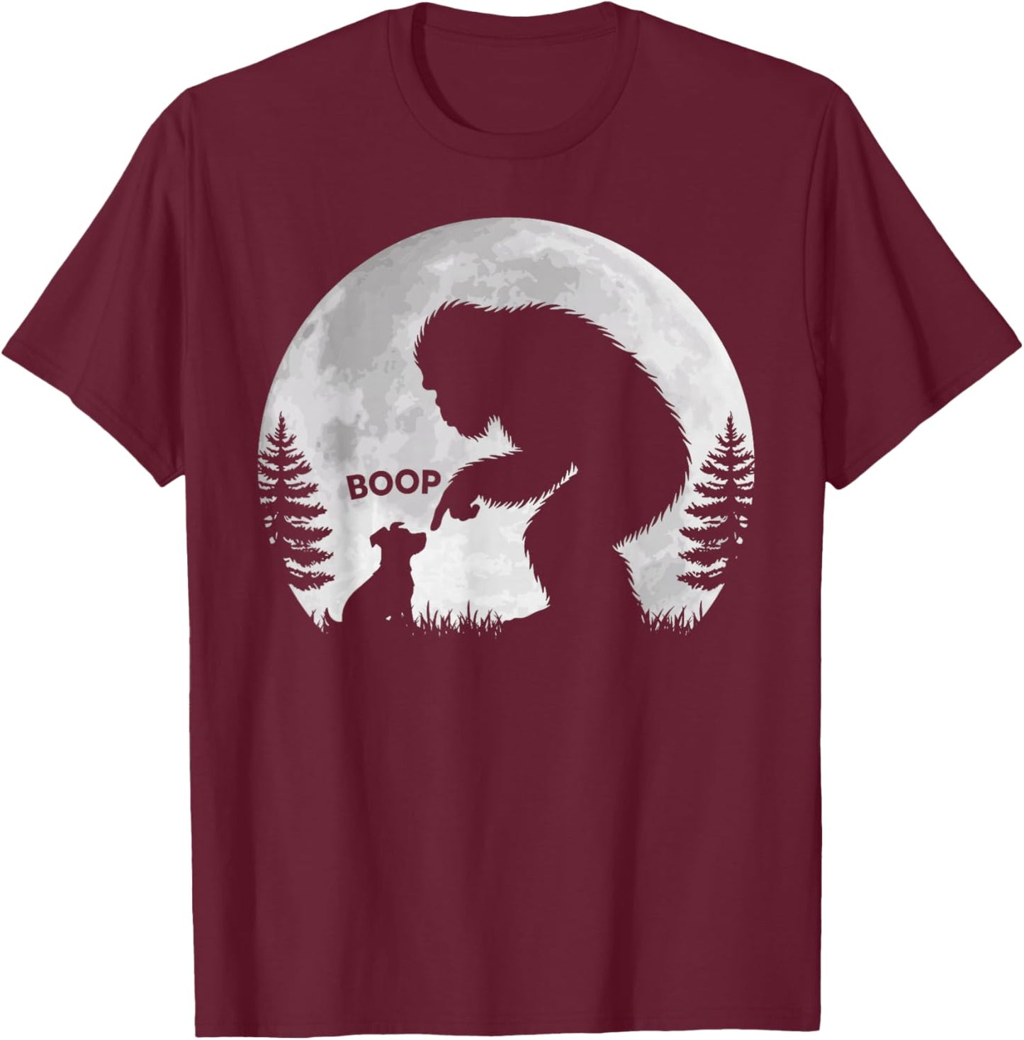 Bigfoot Boop Dog Retro Funny Sasquatch Meme Dog Lovers T-Shirt - T-Shirt | Maroon