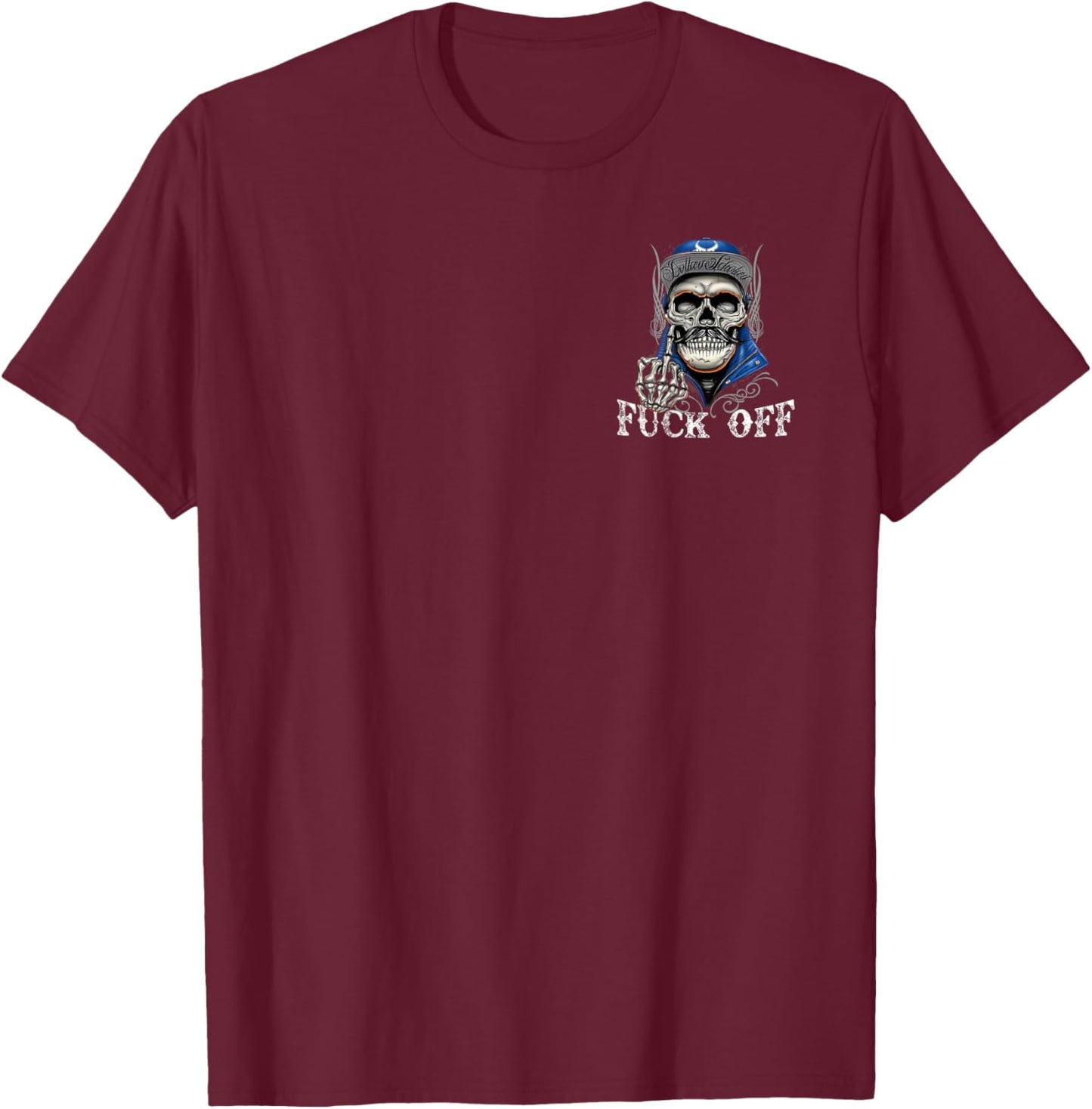 (2 Sides) Don't Like Me Fuck Off Problem Solved Skull T-Shirt - T-Shirt | Maroon