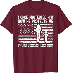 Proud Corrections Mom Of A Corrections Officer Mother T-Shirt - T-Shirt | Maroon