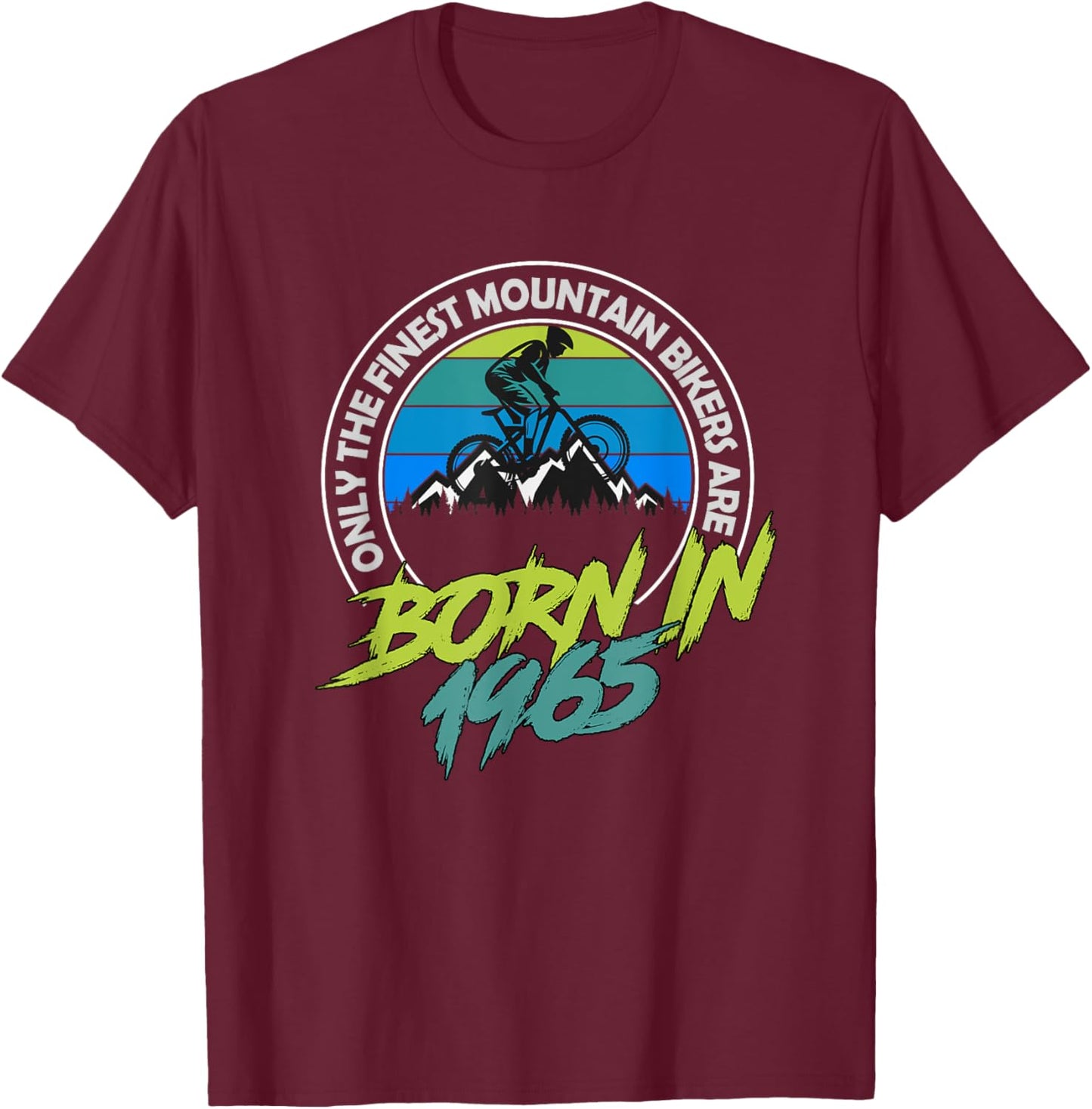 60 Year Old MTB Born in 1964 60th Birthday Mountain Biker T-Shirt - T-Shirt | Maroon