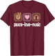 Music Lovers Leopard Print Women Girls Kids Peace Love Music T-Shirt - T-Shirt | Maroon