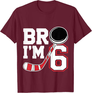 Kids Six Years Old 6th Birthday Hockey Player Birthday T-Shirt - T-Shirt | Maroon