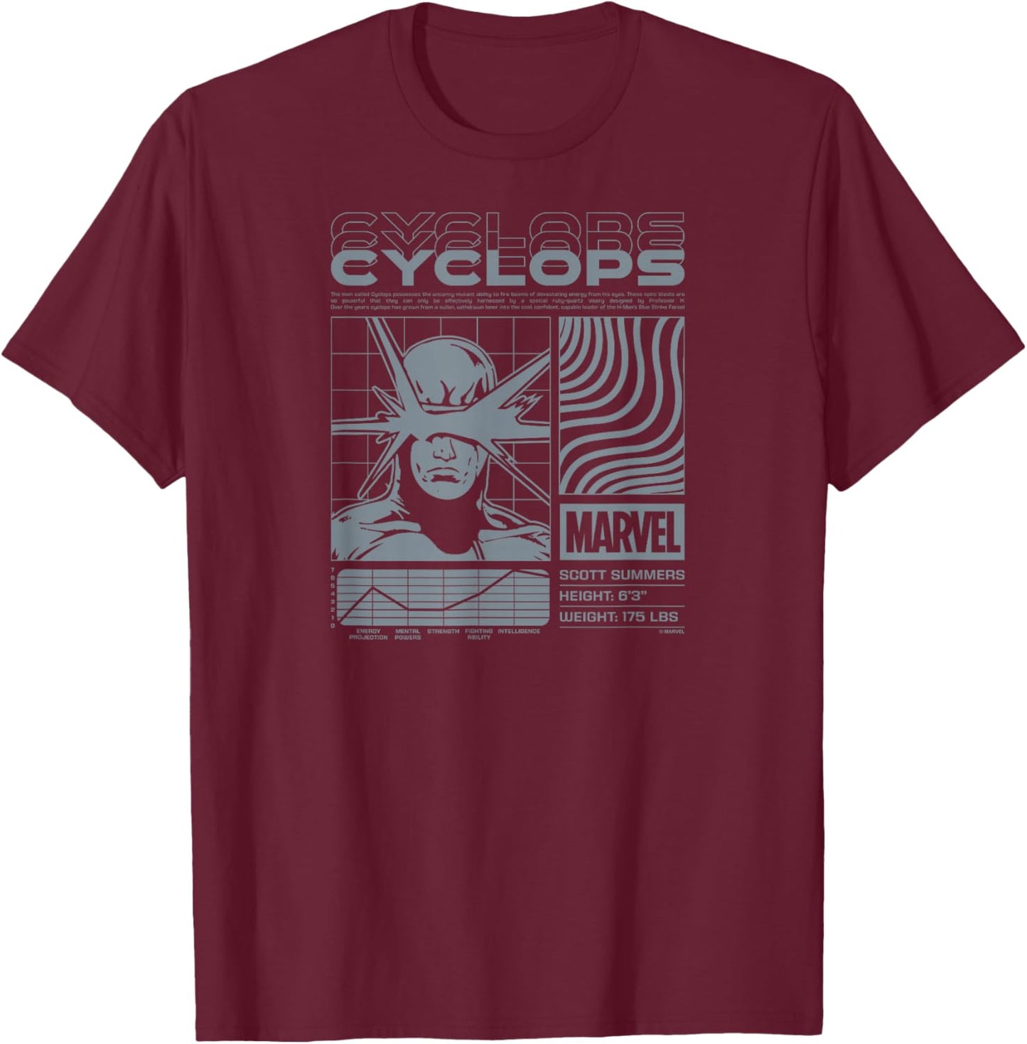 X-Men - Cyclops Digital T-Shirt - T-Shirt | Maroon