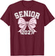 Class Of 2027 Senior Coquette Bow Aesthetic T-Shirt - T-Shirt | Maroon