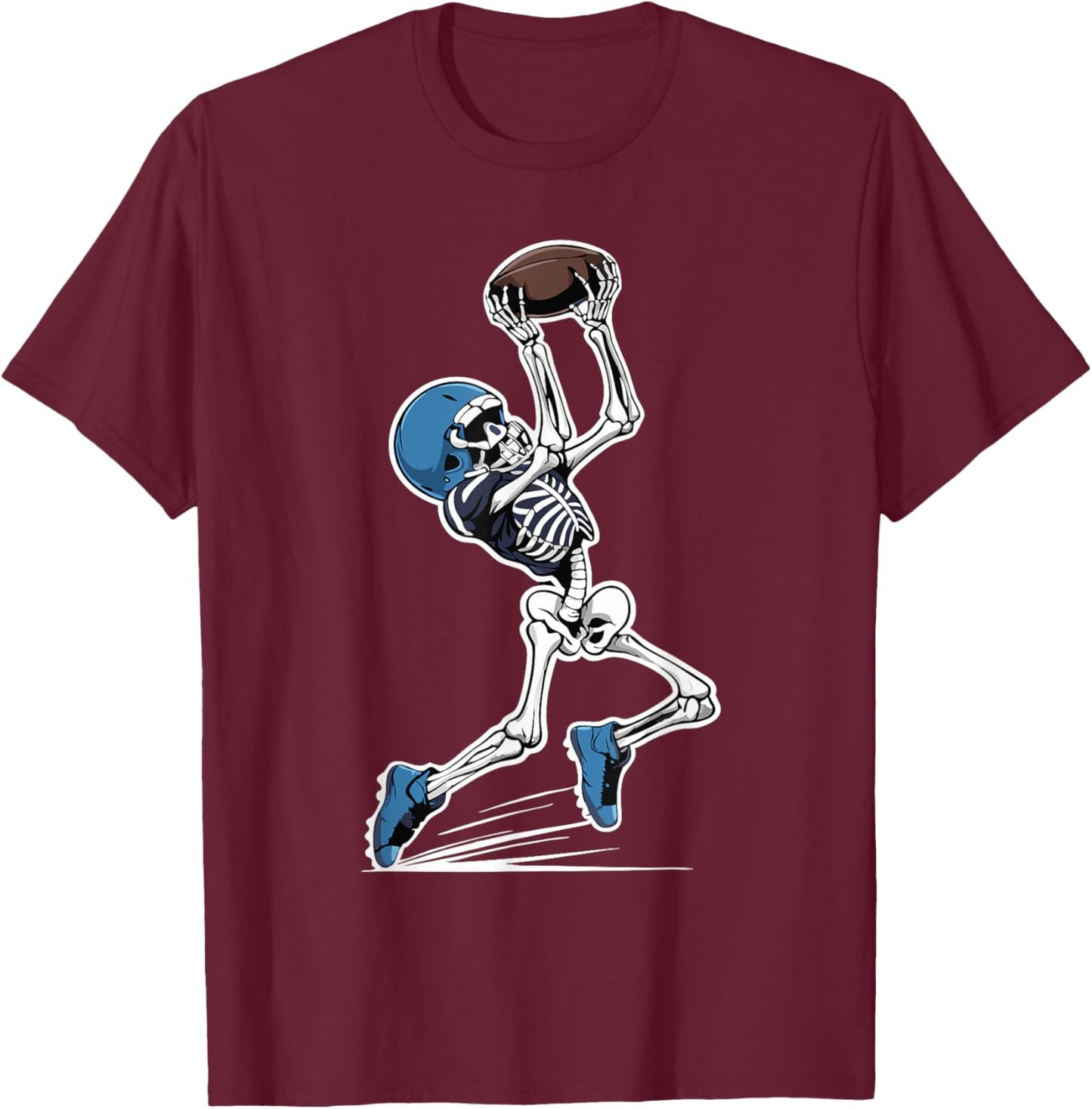 Skeleton Football Halloween Men Boys Women Football Fan T-Shirt - T-Shirt | Maroon
